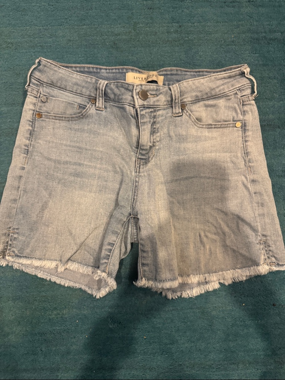 Liverpool Light Blue Denim Cutoff Shorts